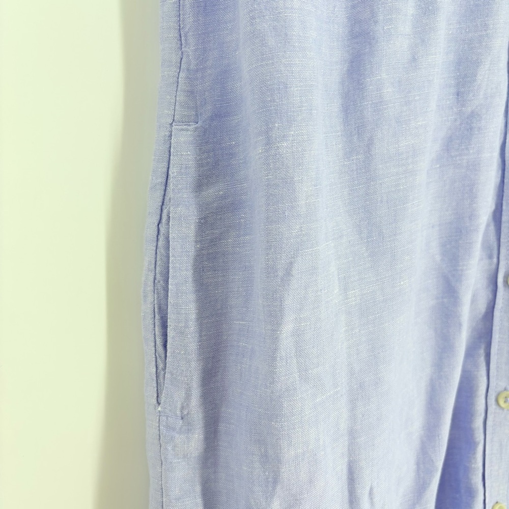 J. Crew Baird McNutt Relaxed Fit Short Sleeve Irish Linen Blue Shirt Dress - Picture 8 of 13